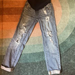 SOLD- LED Maternity Destruction Maternity Jeans